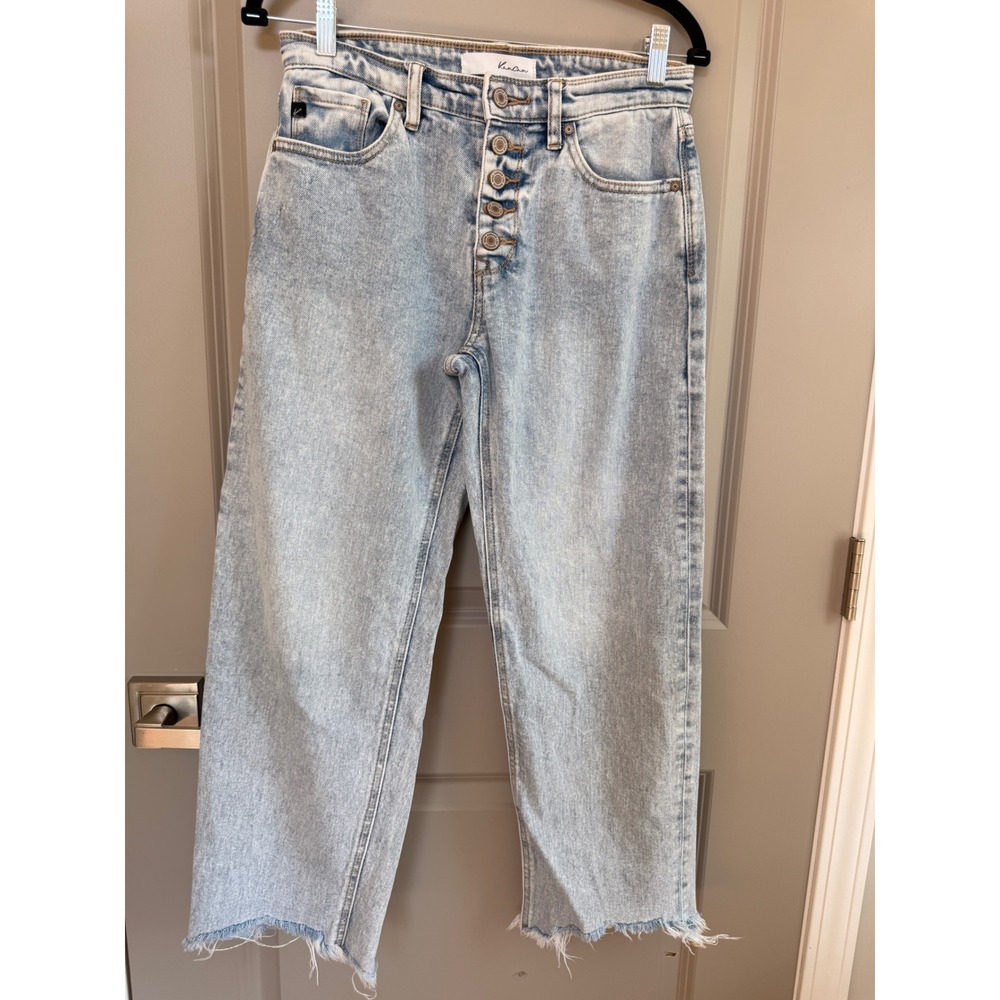 KanCan Signature High Rise Wide Leg Acid Wash Button Fly Jeans KC8635ACA 26
